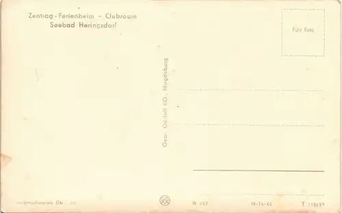 Ansichtskarte Heringsdorf Usedom Zentrag Ferienheim Clubraum 1959