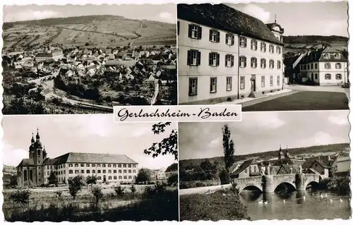 Ansichtskarte Gerlachsheim-Lauda Mehrbildkarte mit 4 Ortsansichten 1960