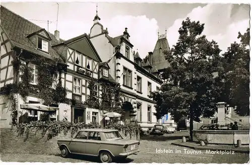 Ansichtskarte Idstein Marktplatz Partie mit Auto u. Gasthaus 1966/1963