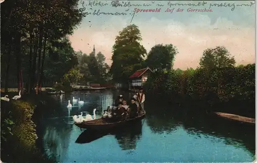 Ansichtskarte Lübbenau (Spreewald) Lubnjow Auf der Gorroschoa - Kahn 1920