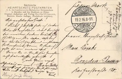 Ansichtskarte Zittau Im Hofe des Dornspach'schen Hauses 1916 gel. Feldpost