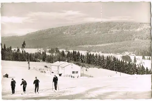 Ansichtskarte Warmensteinach Jugendherberge im Winter 1960  Stempel der Jugendherberge