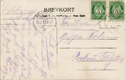 Postcard Norwegen Allgemein Norwegen Allgemein Fjord Ansicht 1912