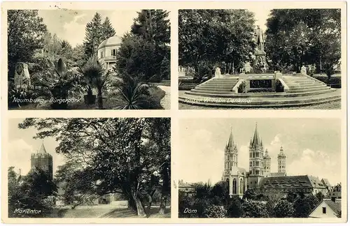 Naumburg (Saale) Mehrbild-AK mit Bürgerpark, Denkmal, Marientor, Dom 1938