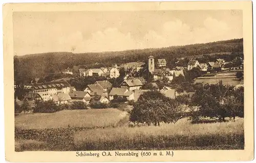 Schömberg (Schwarzwald) Schömberg O.A. Neuenbürg Panorama 1926   gel Stempel