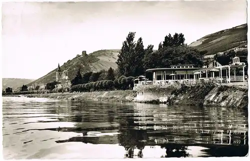 Ansichtskarte Lorch (Rheingau) Cafe Restaurant Rheinpavillon 1960