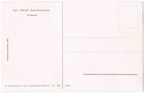 Ansichtskarte Schwangau Schloss Neuschwanstein, Tronsaal 1925