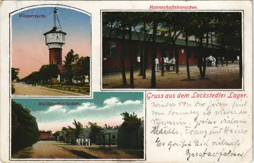 Ansichtskarte Lockstedter Lager Wasserturm, Baracken 1917  gel. Feldpst-Stempel