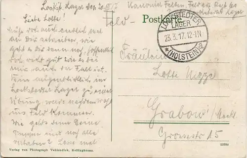 Ansichtskarte Lockstedter Lager Wasserturm, Baracken 1917  gel. Feldpst-Stempel