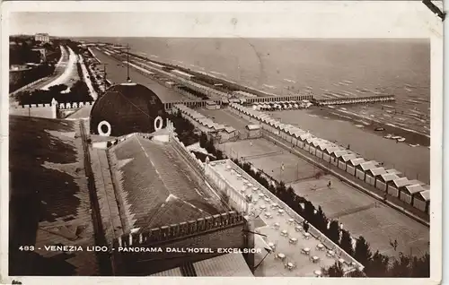 Lido di Venezia-Venedig Venezia STRAND LIDO - PANORAMA DALL'HOTEL EXCELSIOR 1934