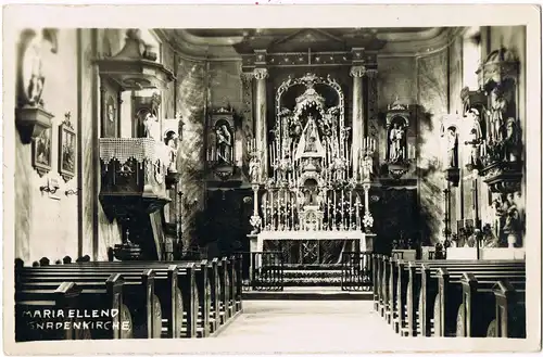 Ansichtskarte  GNADENKIRCHE MARIA ELLEND Österreich, Innenansicht 1930