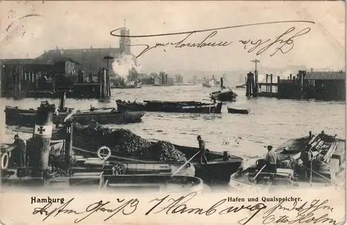 Ansichtskarte Hamburg Hafen und Quaispeicher 1905/1904