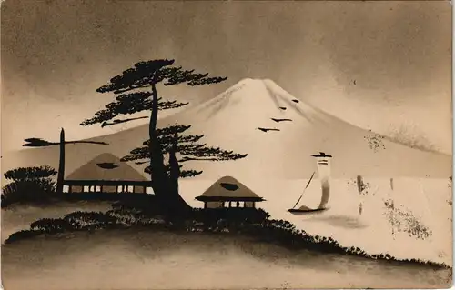 Fuji (Shizuoka) Fuji-shi (富士市) Fuji / Fudschijama (Vulkan) - Künstlerkarte 1908
