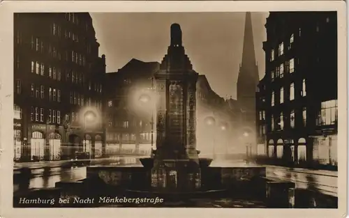 Altstadt-Hamburg Mönckebergstraße bei Nacht, Stimmungsbild 1928