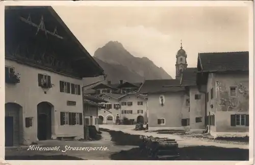 Ansichtskarte Mittenwald Strassenpartie Echtfoto-Ansicht 1930