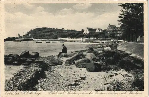 Glücksburg (Ostsee) Lyksborg Umlandansicht  Landungsbrücke u. Kurhaus 1920