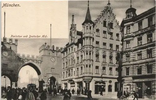 Ansichtskarte München Karlsthor und Deutscher Hof 1910