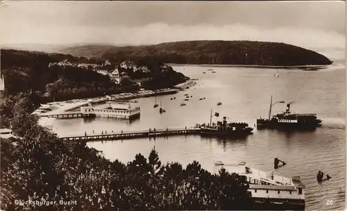 Glücksburg (Ostsee) Lyksborg Panorama-Ansicht Buch und Schiffsanlegestelle 1920