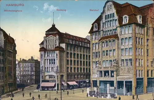 Ansichtskarte Altstadt-Hamburg Barkhof - Seeburg - Mönkeberghaus 1910