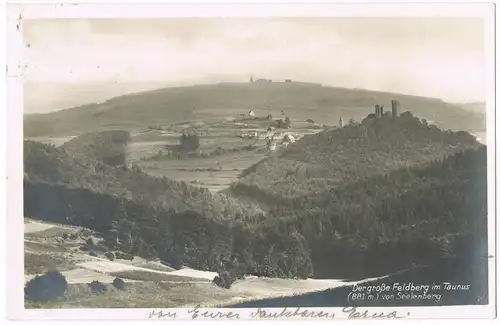 Ansichtskarte Schmitten (Hochtaunus) Großer Feldberg vom Seelenberg aus 1929