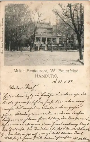 Ansichtskarte Hamburg Meins Restaurant W, Bauerfeind 1899