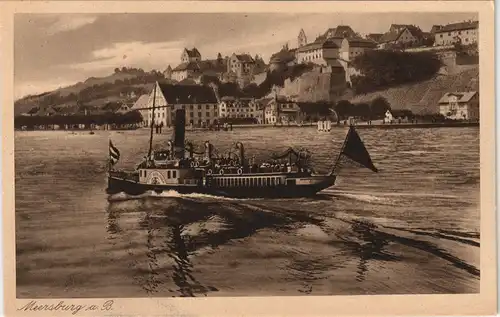 Ansichtskarte Meersburg Stadt und Dampfer 1926