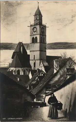 Ansichtskarte Überlingen St.-Nikolaus-Münster von Luziengasse aus 1928