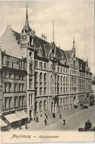 Ansichtskarte Magdeburg Post Strassen Ansicht Hauptpostamt 1900