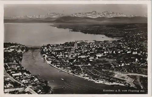 Ansichtskarte Konstanz Luftbild Gesamtansicht vom Flugzeug aus 1938