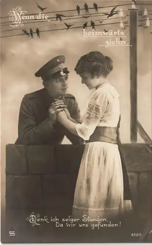 Fotokunst Liebe - Soldat und Frau - Schwaldebn Wenn die heimwärts ziehen 1910