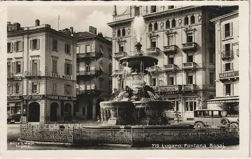 Ansichtskarte Lugano Hotel, Walter, Auto - Fontana Bossi 1929