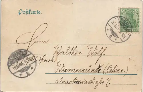 Ansichtskarte Treuen (Vogtland) Marktplatz 1904  gel. Ankunftsstempel Warnemünde