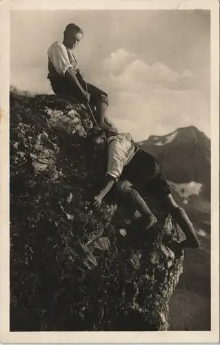 Oberstdorf (Allgäu) Rappenseehütte Bergsteiger Edelweißerevier 1930