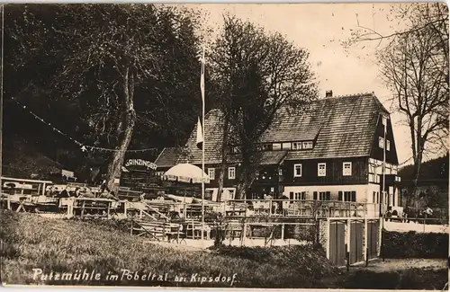 Ansichtskarte Oberpöbel-Dippoldiswalde Gasthaus Putzmühle - Garten 1931