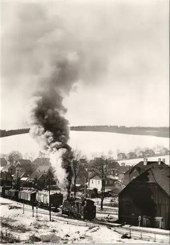 DDR Fotokarte Eisenbahn/Zug/Lokomotive Dampflok im Erzgebirge 1970