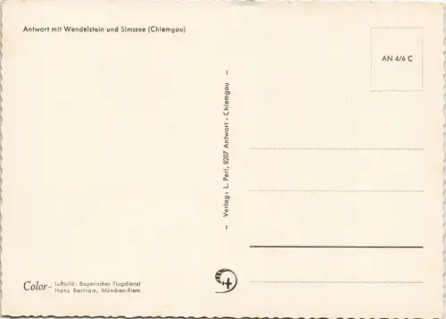 .Bayern Luftbild Überflugkarte von ANTWORT im Chiemgau, Simssee 1970