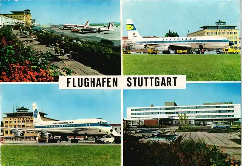 Ansichtskarte Stuttgart Flughafen, Lufthansa und PAN AM 1974