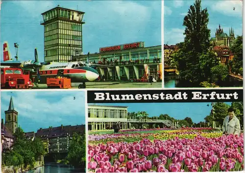 Ansichtskarte Erfurt DDR Mehrbild-AK mit Flughafen, Dom, Iga Tulpenschau 1969