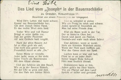 Dresden Das Lied vom Joseph in der Bauernschänke - Kreuzgasse 1928