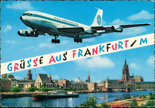 Ansichtskarte Frankfurt am Main Main Partie und Pan American Flieger 1966