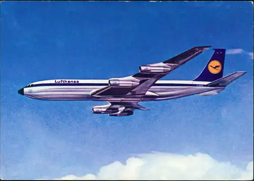 Boeing 707 Intercontinental Jet Lufthansa Flugzeug Motiv-AK Airplane 1975
