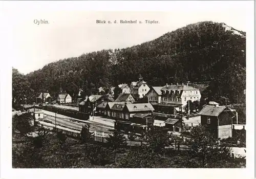 Oybin Schmalspurbahn Zittau-Oybin (Jonsdorf) Blick n. d. Bahnhof u. Töpfer. 1989