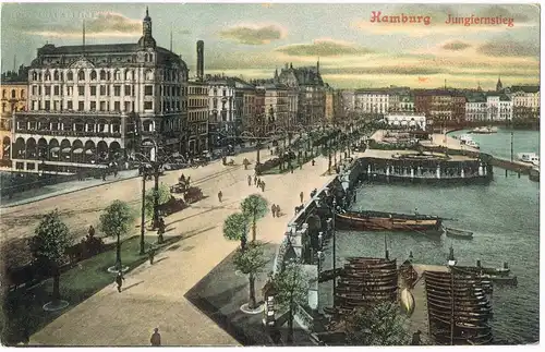 Ansichtskarte Hamburg Jungfernstieg 1912