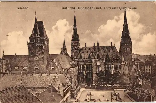 Ansichtskarte Aachen Rathaus (Rückseite) mit Verwaltungsgebäude 1918