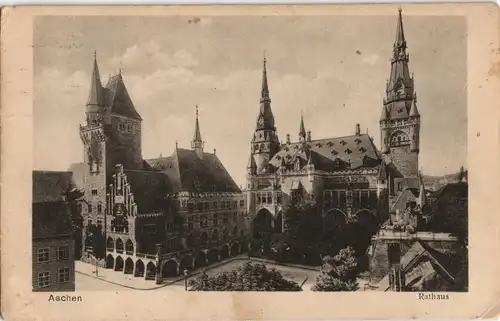Ansichtskarte Aachen Rathaus Gebäude Ansicht 1918