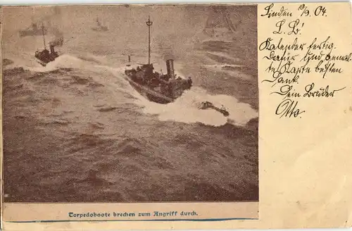 Schiffe Kriegsschiffe (Marine) Torpedoboote 1904  gel. Linden Ruhr - Stempel
