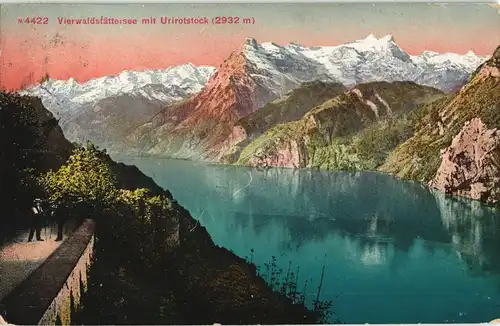Ansichtskarte Luzern Lucerna Vierwaldstättersee 1913  gel. Stempel Rütli