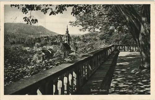 Ansichtskarte Baden-Baden Blick von der Schloss-Terrassse 1936