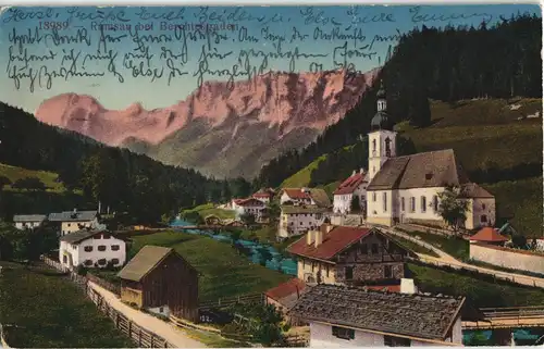 Ansichtskarte Ramsau bei Berchtesgaden color Panorama-Ansicht 1921