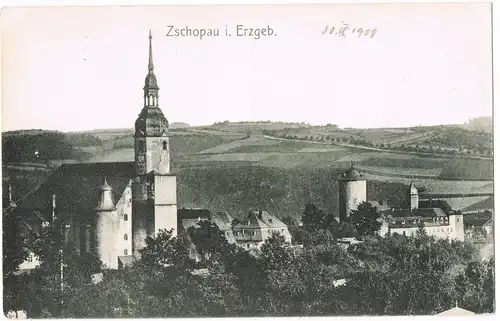 Ansichtskarte Zschopau Panorama-Ansicht, Ort im Erzgebirge 1910